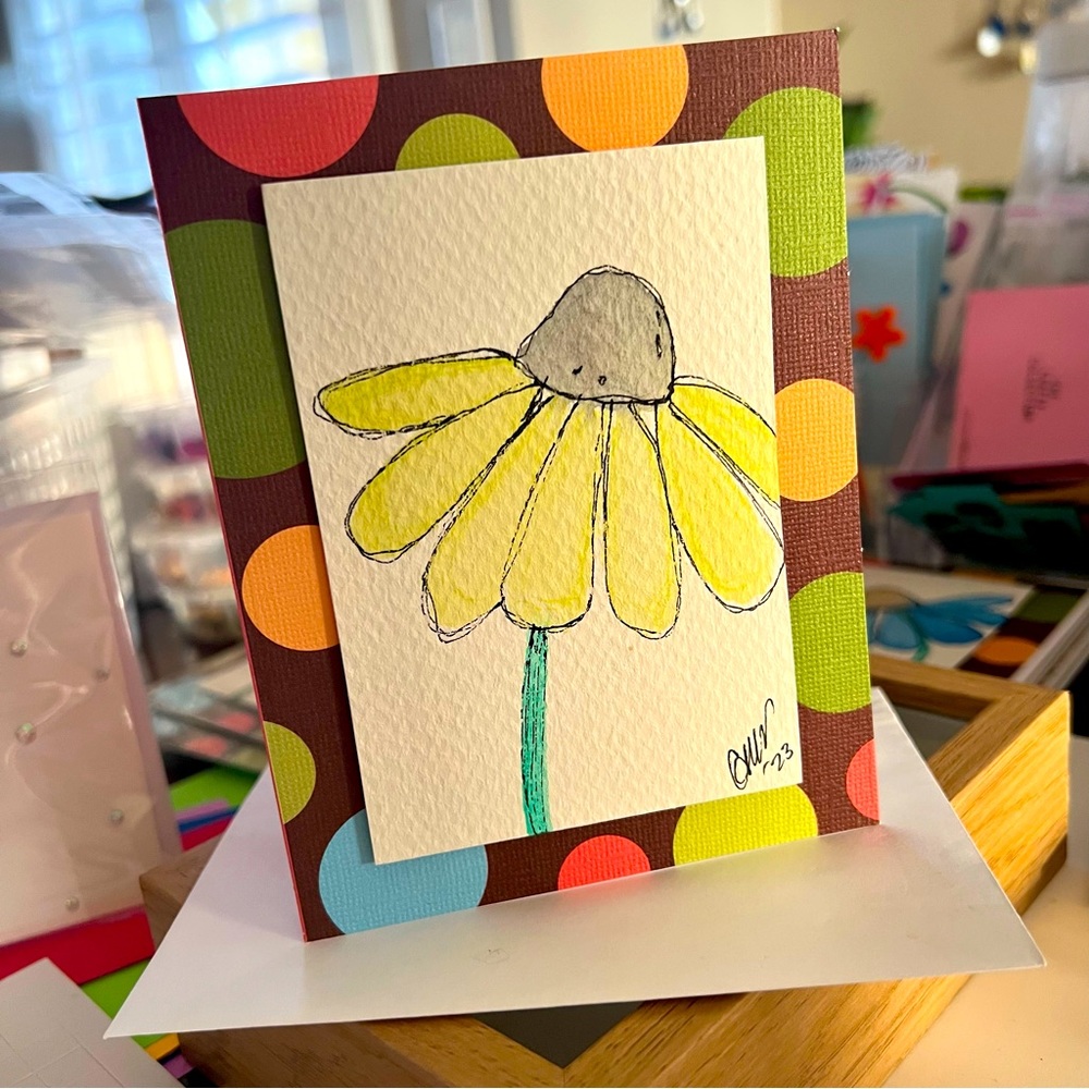 Original Art Watercolor Flower Greeting Card